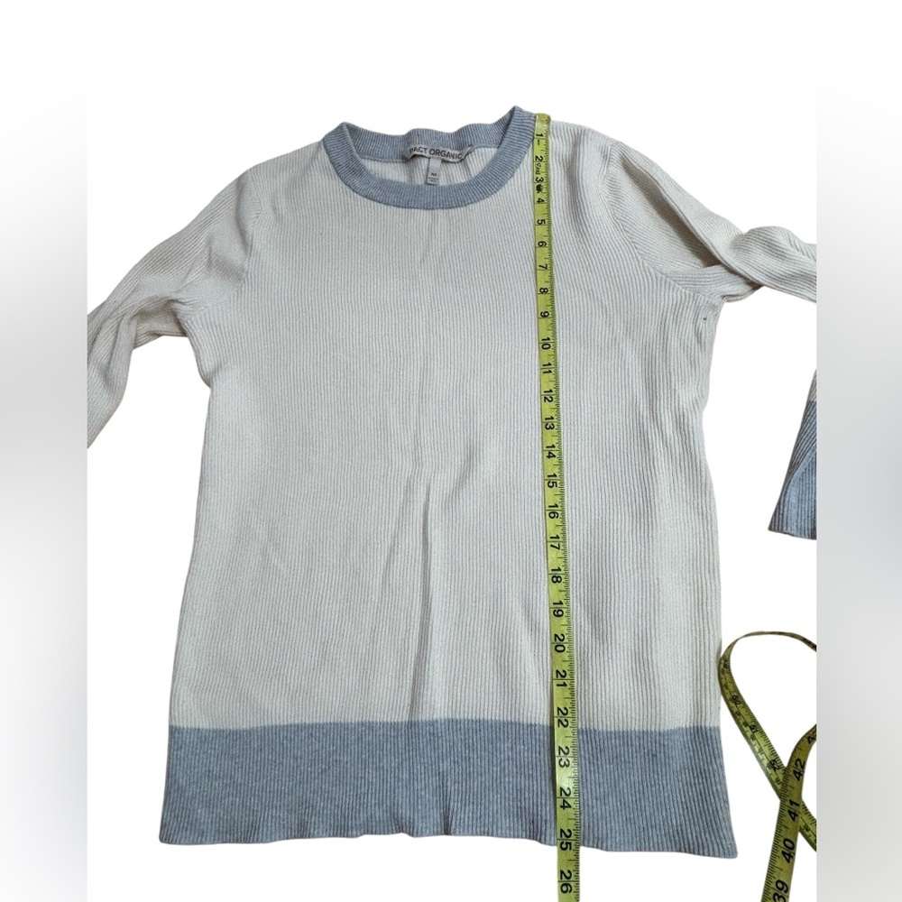 Pact Organic Cream Color Ribbed Sweater size Medium - Picture 5 of 5
